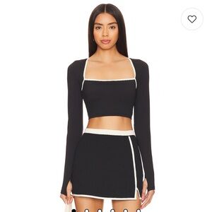 L*Space Black and White Crop Top and Skirt Set
